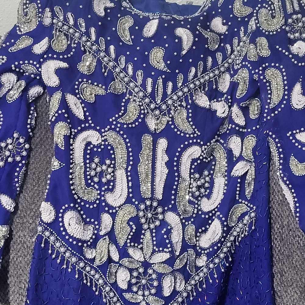 Scala Blue and Silver Embellished Dress